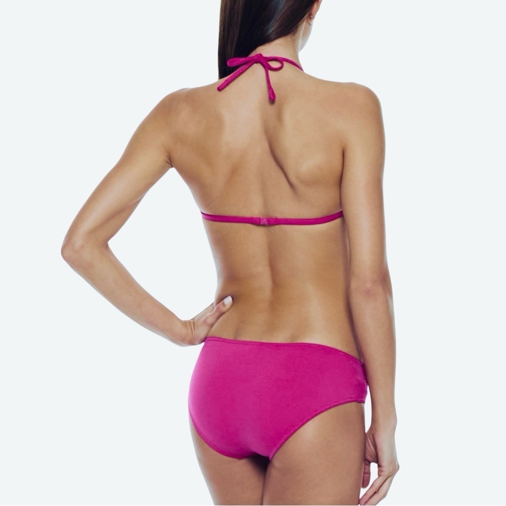 NWT ERES “Lumi” Multi Position Triangle Bikini Top Pink Fizz with Braiding - Picture 3 of 16